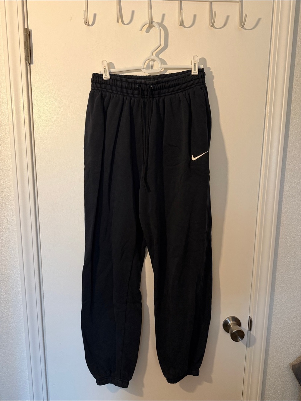 Nike Black Track Pants with White Swoosh